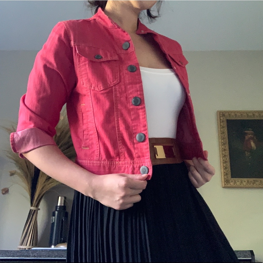 The perfect red denim jacket